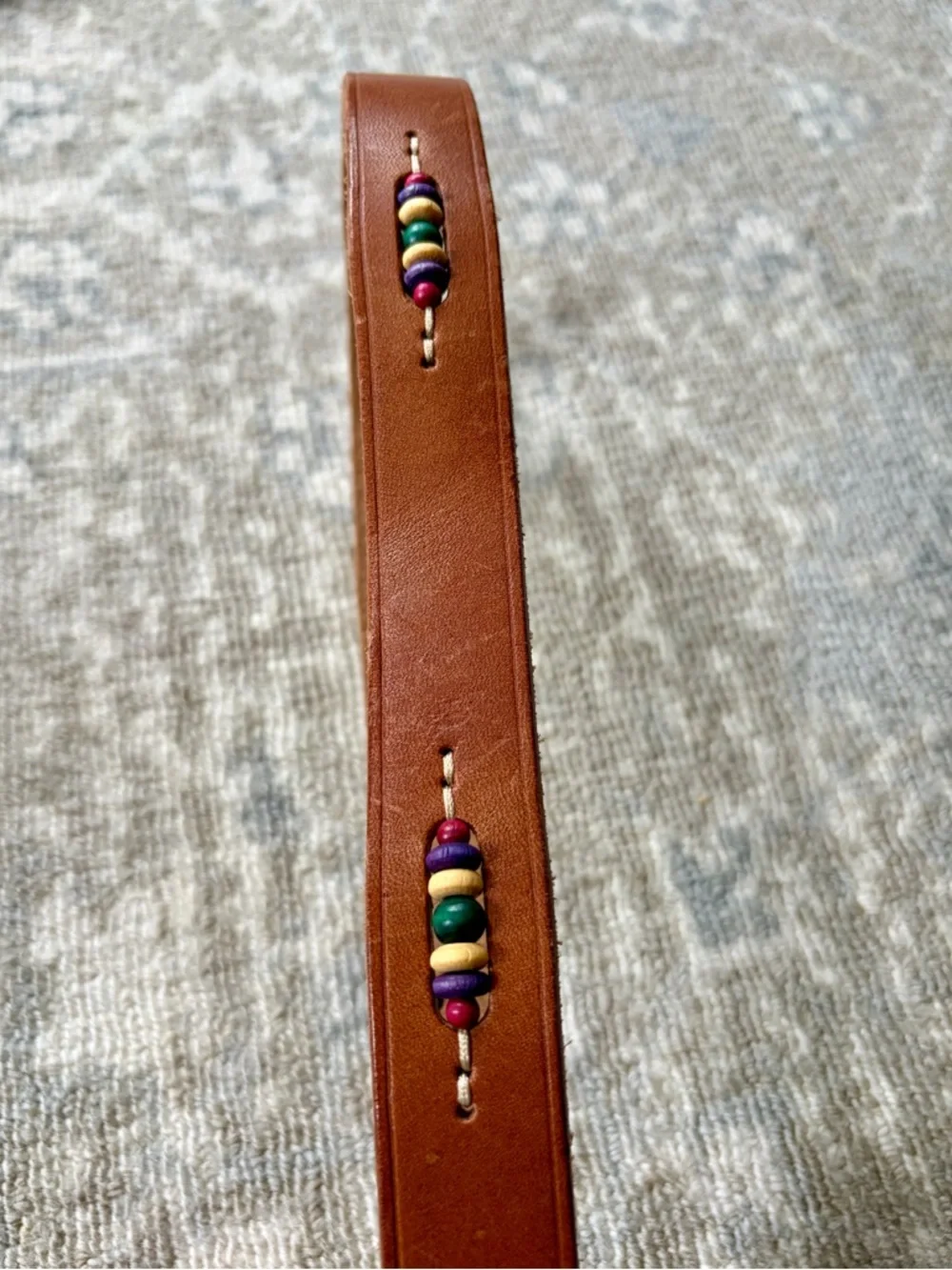 Vintage Gap belt leather embroidered beaded boho - Size 27